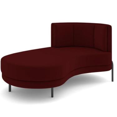 Imagem de Chaise Longue Divã 164cm Braço Direito Logus D06 Veludo Vermelho - Mpo