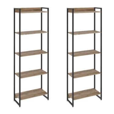 Imagem de Kit 2 Estantes Multiuso Escritório Industrial 5 Prateleiras Areta 186x