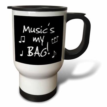 Imagem de 3dRose Bag Fun Music Fan Or Musician Gift Caneca de viagem texto preto e branco, 400 ml