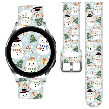Imagem de TOXXU Pulseira de relógio boneco de neve de Natal de 20 mm compatível com Samsung Galaxy Watch 5/5 Pro/4/4 Classic/3/Active 2/Active, pulseira de substituição estampada de Natal para mulheres e homens