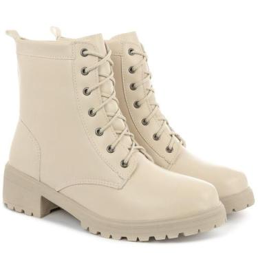 Imagem de Coturno Feminino Bota Tratorada Salto Baixo Confortável - OLZZY, Off w