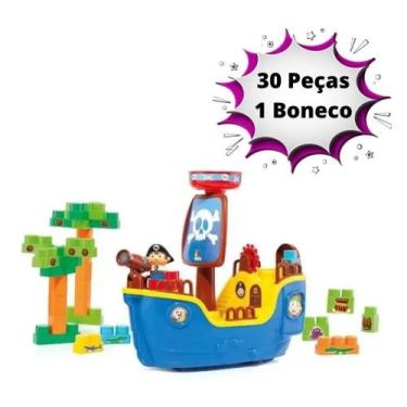 Imagem de Navio Pirata Blocos De Montar Brinquedo Educativo Baby Land - cardoso 