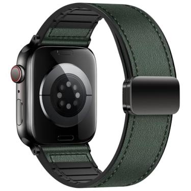Imagem de Eweison Pulseiras de couro genuíno compatíveis com Apple Watch séries 10, 9, 8, 7, 6, 5 e 49 mm, para Apple Watch séries 10, 9, 8, 7, 6, 5, 4 e SE Ultra/Ultra 2 de 44 mm, 45 mm, 46 mm e 49 mm