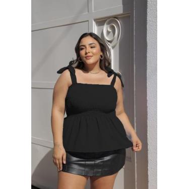 Imagem de Blusa Feminina Plus Size Com Elástico Ajustável Bata Alcinha Regata Mo