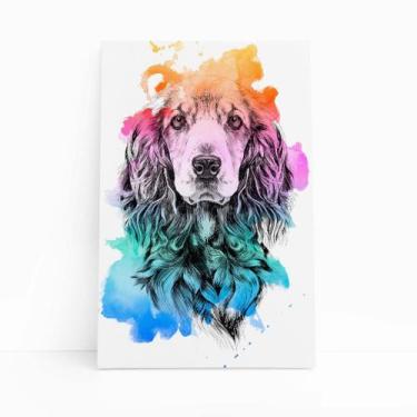 Imagem de Quadro Cocker Spaniel Inglês Aquarela Cão Canvas 20x30cm - PlimShop
