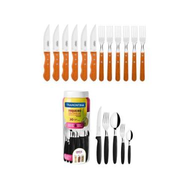 Imagem de KIT - Jogo De Churrasco Inox 12 Peças Dynamic + 1 Faqueiro 30pç - Tram