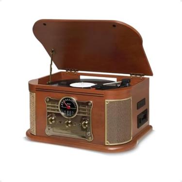 Imagem de Raveo Vitrola Spazio com Toca-discos de 3 velocidades, Rádio FM, CD e Cassete players, USB e SD (reproduzem e gravam), entrada e saída auxiliares e tecnologia de conexão Bluetooth., Grande