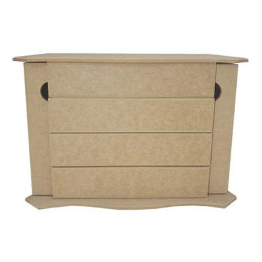 Imagem de Organizador Joias 9 Divisorias 3 Gavetas e Porta Colar 36cm Mdf Madeir