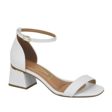 Imagem de Sandália Feminina Vizzano Salto Grosso Confortável 6428.104, Branco pe