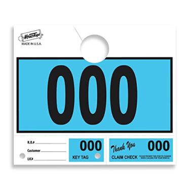 Imagem de Versa-Tags 1000 etiquetas de serviço de revendedor de carro azul números de envio de serviço, etiquetas de chave numeradas do departamento de serviço para oficina de mecânica chaveiro de 3 partes -