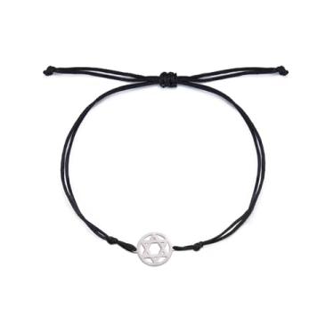 Imagem de Dreamtimes Pulseira de estrela de Davi, pingente hexagrama de aço inoxidável, pulseira judaica, estrela de Davi, joia judaica para mulheres e homens, Medium, Aço inoxidável, Sem Pedra Preciosa