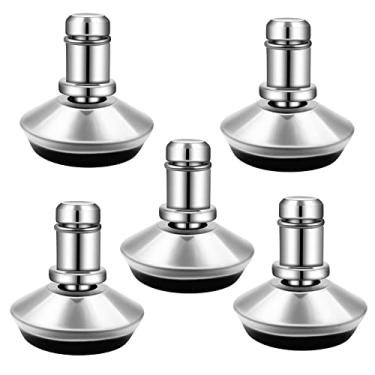 Imagem de uvce Bell Glides Rodas giratórias de substituição para cadeira de escritório para rodízios fixos fixos, banco de perfil baixo com almofadas de feltro autoadesivas separadas, preto, 5 peças (aço