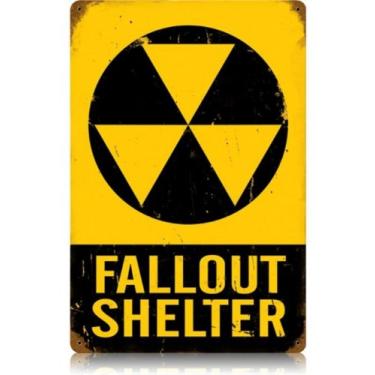 Imagem de Past Time Signs Placa de metal vintage V501 Fallout Shelter Allied Military 112 cm; 30 cm L x 45 cm A