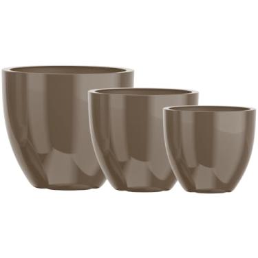 Imagem de Kit 3 Vasos Vietnamita Decorativo Fibra De Vidro 57cm 45cm E 36cm (Bronze)