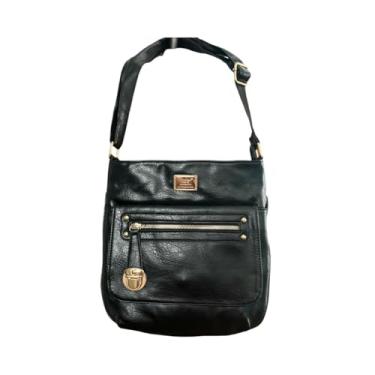 Imagem de Bolsa Feminina Transversal Tiracolo Ombro Casual,Preta, Couro Média