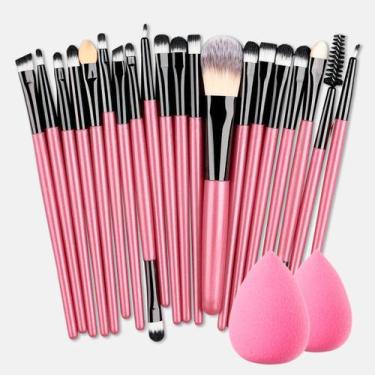 Imagem de KIT 20 Pcs Conjunto de Pincéis de Maquiagem Profissional e 2 Esponjas 