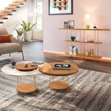 Imagem de Aparador Infinity e Mesas de Centro Sky Cinamomo - HB Móveis, Cinamomo