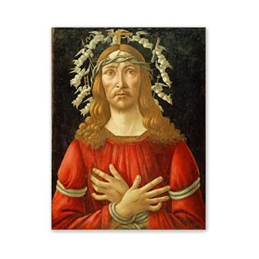 Imagem de Pinturas famosas Sandro Botticelli Art Poster and Prints-Reprodutions Print on Canvas - Religião Canvas Wall Art Pictures (Cristo como um homem de tristezas com um nimbo de anjos) 60 x 80 cm (24 x 31