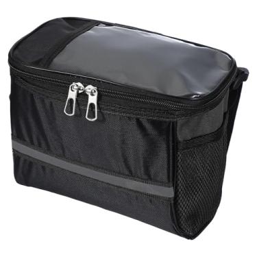 Imagem de PATIKIL Bolsa para guidão de bicicleta, bolsa para quadro de bicicleta, impermeável, com faixa refletiva, acessórios de bicicleta para homens e mulheres, ciclismo ao ar livre, mountain road bikes,