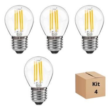 Imagem de Kit 4 Lâmpada Filamento Led G45 4w 2700k Branco Neutro - inovartte