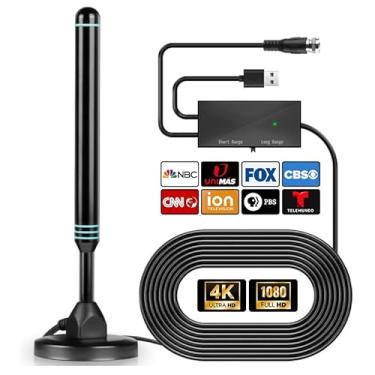 Imagem de Docutca Antena De Tv - Antena De Tv Interna, Antena De Tv Inteligente Com Alcance De Cobertura De Mais De 600 Milhas, Antena De Tv Hd Para Canais Locais, Suporte 4K 1080P E Amplificador De Sinal, Ca