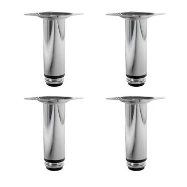 Imagem de Kit 4 Pé Para Móveis Regulável Redondo Cromado 12cm Aço - HD