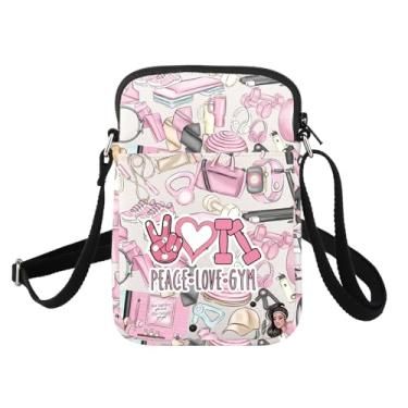Imagem de FUSTMW Bolsa tiracolo para academia, presentes de academia Peace Love para amantes de treino, mercadoria fitness com alça ajustável, Bolsa de ginástica C