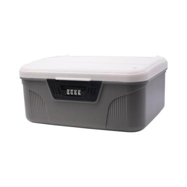 Imagem de Recipiente de armazenamento com bloqueio, caixa de segurança portátil de 7 litros com combinação, cofre de plástico, recipiente versátil com senha para organização em casa, escritório, escola, viagem