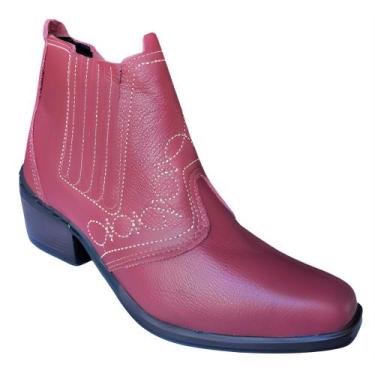 Imagem de Bota Country Feminina Salto Alto Carrapeta Botina Botinha Couro Vaquej