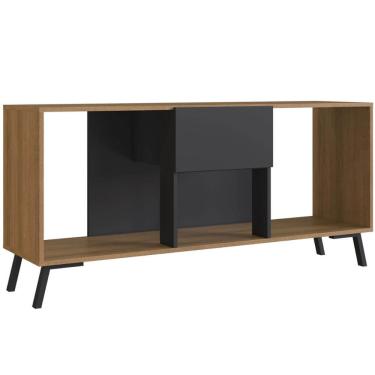 Imagem de Rack Aparador Sala Tv Até 50' Preto e Mel 136x38x64cm com Gavetas Prodecor