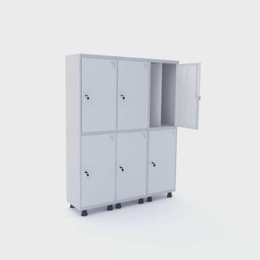 Imagem de Armário Guarda Volume Locker Roupeiro 6 Portas Aço 150cmx193cm Pandin Móveis