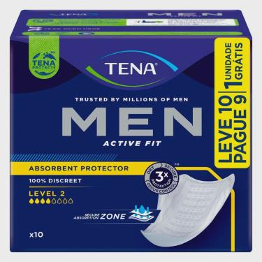 Imagem de Absorvente Protetor Masculino para Incontinência Urinária Tena Men Active Fit Level 2 Leve 10 Pague 9 Unidades