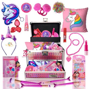 Imagem de Maleta Maquiagem Infantil Pincel Sereia Reino Do Unicórnio