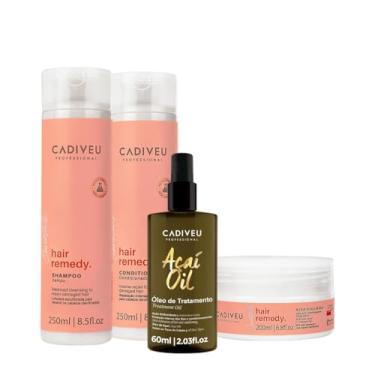 Imagem de Kit Cadiveu Essentials Hair Remedy Shampoo Condicionador Máscara e Açaí Oil 60 (4 produtos)