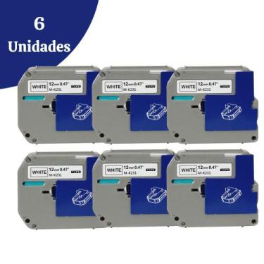 Imagem de Kit 6 Fitas Compatíveis P/ Rotuladora Brother M231 M-K231 Pt 70 80 90 