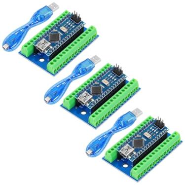 Imagem de MakerHawk Peças De Placa Desenvolvimento Nano V3.0 Ch340 Atmega328P E 3 Expansão Adaptador Terminal Breakout Nano, Microcontrolador Com Cabos Usb, Módulo Compatível Arduino Ide