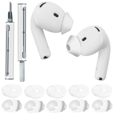 Imagem de YSIUENG Pares De Pontas Auriculares Para Airpods 4, Capa Silicone Fones Ouvido Compatível Com Apple 4ª Geração [Não Cabe No Estojo Carregamento], Antiderrapantes Caneta Limpeza 4 (Brancas)