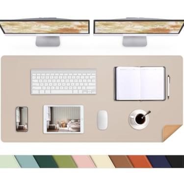 Imagem de Mouse pad protetor de mesa de couro, mouse pad grande com cortiça natural e couro PU, tapete de mouse, tapete de mesa de escritório antiderrapante, almofada de escrita à prova d'água para escritório e