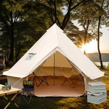 Imagem de ONLYCTR Tenda Bell Para Camping, Tenda De Luxo Em Algodão Para Área Externa, Tenda De Lona Yurt Com Macaco Para Fogão, Para Famílias De 4/6/8/10 Pessoas, 4 Estações (10' (3M), Bege)