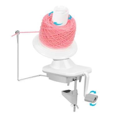 Imagem de Enrolador de fio de grampo de mesa para crochê - enrolador de bola de fio com manivela manual para tricô - Rolo de bolo de fio limpo