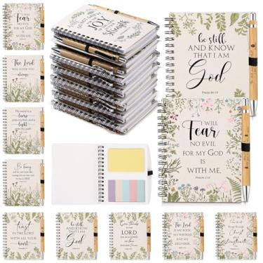 Imagem de Engrowtic 30 conjuntos de presentes cristãos, diário de oração de flores a granel para mulheres, caderno de estudo da Bíblia em espiral com notas adesivas, caneta esferográfica de bambu, presente