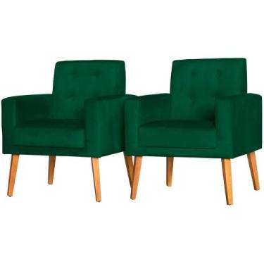 Imagem de Conjunto 2 Poltronas Para Sala Decorativa Dubay Suede Verde Escuro Ara