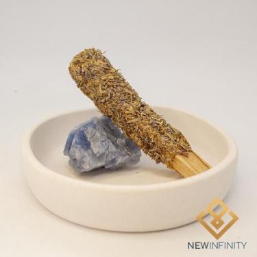Imagem de Suporte para Defumador Palo Santo de Calcita Azul Pedra Natural - New 