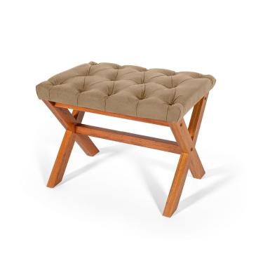 Imagem de Puff Estofado Em Capitonê Retangular Eggeu Bege