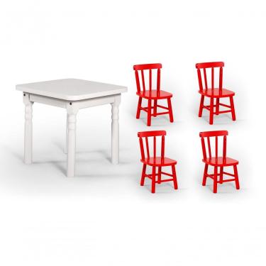 Imagem de Conjunto Mesinha Infantil Branca 4 Cadeiras Vermelho