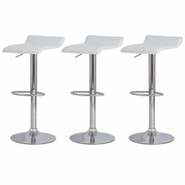 Imagem de Kit 3 Banquetas Altas Estofadas p/Cozinha Americana branca