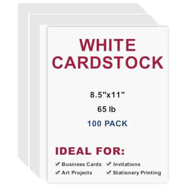Imagem de Cartolina 8,5 x 11, 50 peças, 29,5 kg/180 g/m², papel para impressora para artesanato, papelaria, cartões de visita, impressão de escritório (branco, 100 peças)