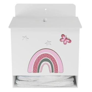 Imagem de Porta Fralda Kit Higiene MDF Quarto Infantil Arco Íris - Neném na Nuve