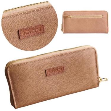 Imagem de Carteira Feminina Ziper Couro Legítimo Marca Bellvolpe, Bege