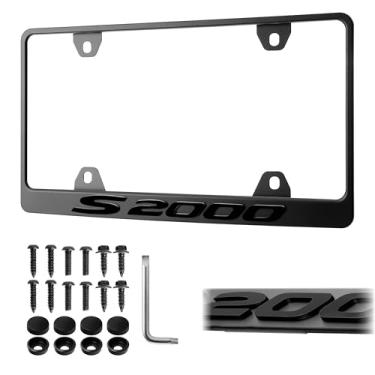 Imagem de Moldura para placa de licença S2000 – Stealth Black Powder Coat Suporte de placa de aço resistente a UV à prova de ferrugem - Uma peça - compatível com 2000-2009 S2000 AP1 / AP2 (letra elevada 3D com